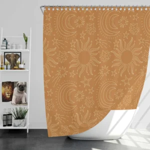 Sun Moon Stars Pattern Shower Curtain