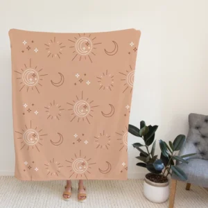 Sun Moon Style Pattern Fleece Blanket