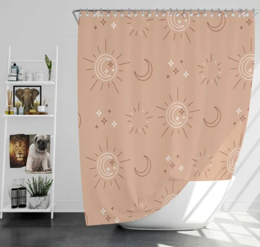 Sun Moon Style Pattern Shower Curtain