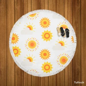 Sun Rise Sun Pattern Round Beach Towel