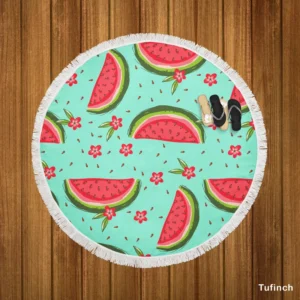 Sweet Beauty Watermelon Slices Round Beach Towel