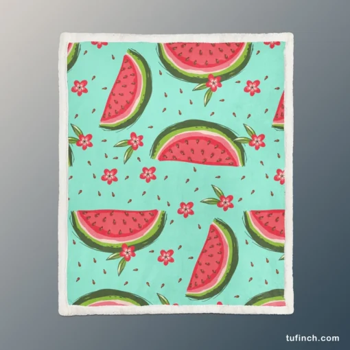 Sweet Beauty Watermelon Slices Sherpa Fleece Blanket 1