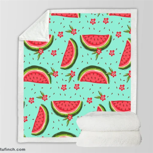 Sweet Beauty Watermelon Slices Sherpa Fleece Blanket