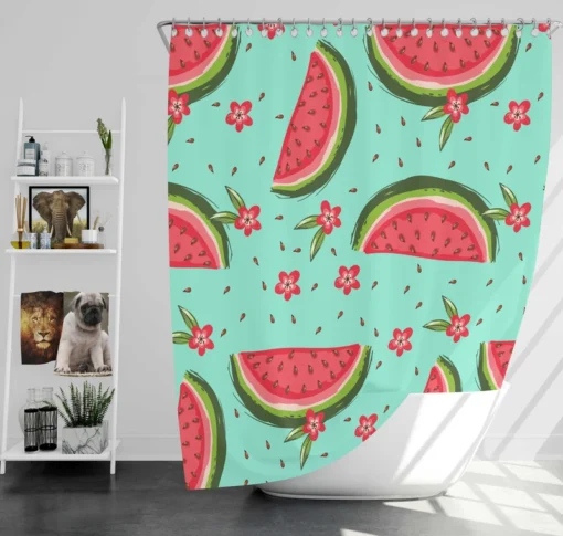 Sweet Beauty Watermelon Slices Shower Curtain