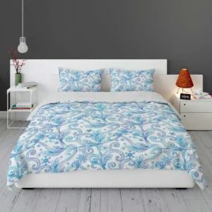 Swirls Light Blue Toile Pattern Bedding Set 1