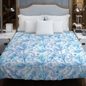 Swirls Light Blue Toile Pattern Duvet Cover