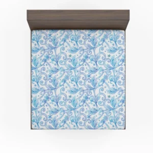 Swirls Light Blue Toile Pattern Fitted Sheet