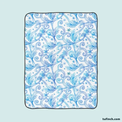 Swirls Light Blue Toile Pattern Fleece Blanket 1