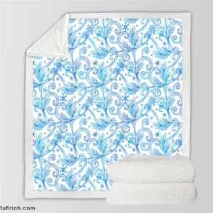 Swirls Light Blue Toile Pattern Sherpa Fleece Blanket