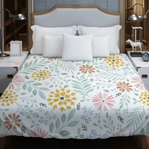 Swirly Flowers Pattern Design Duvet Cover