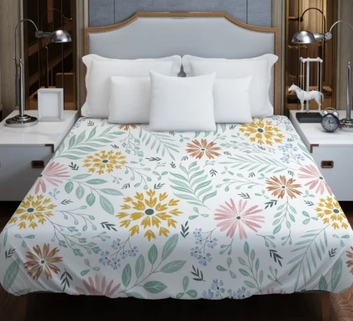 Swirly Flowers Pattern Design Duvet Cover