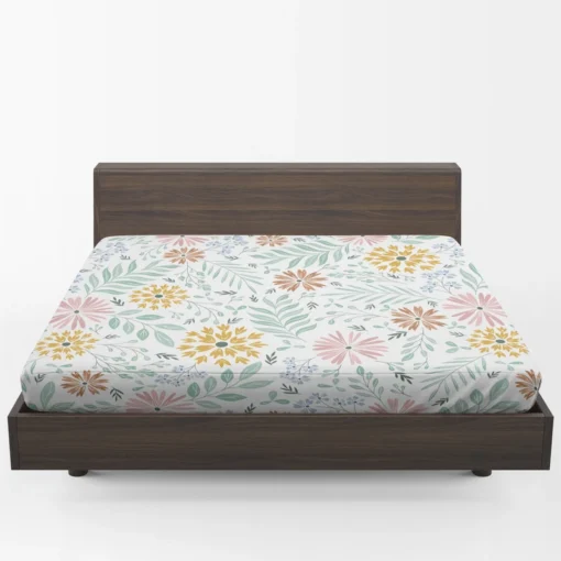 Swirly Flowers Pattern Design Fitted Sheet 1