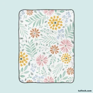 Swirly Flowers Pattern Design Fleece Blanket 1