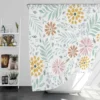 Swirly Flowers Pattern Design Shower Curtain