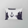 Tall Ship Silhouette Marine Anchor Pillow Case