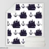 Tall Ship Silhouette Marine Anchor Sherpa Fleece Blanket