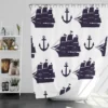 Tall Ship Silhouette Marine Anchor Shower Curtain