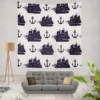 Tall Ship Silhouette Marine Anchor Wall Tapestry