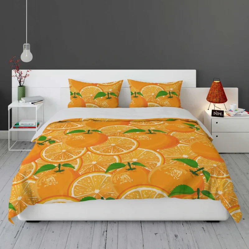 Tangerine Fruit And Sliced Design Bedding Set 1