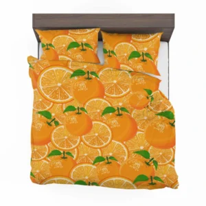 Tangerine Fruit And Sliced Design Bedding Set 2