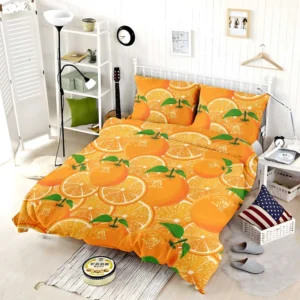 Tangerine Fruit And Sliced Design Bedding Set