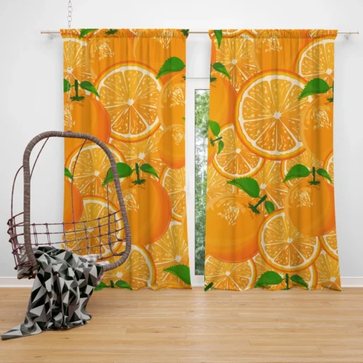 Tangerine Fruit And Sliced Design Curtain