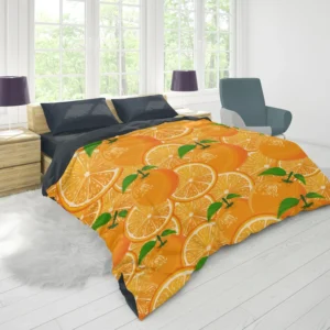 Tangerine Fruit And Sliced Design Duvet Cover 1