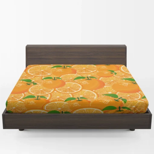 Tangerine Fruit And Sliced Design Fitted Sheet 1