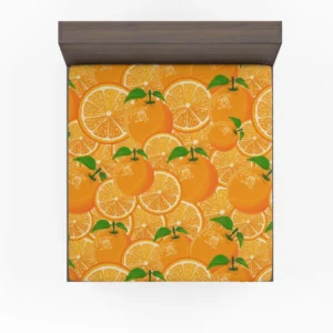 Tangerine Fruit And Sliced Design Fitted Sheet