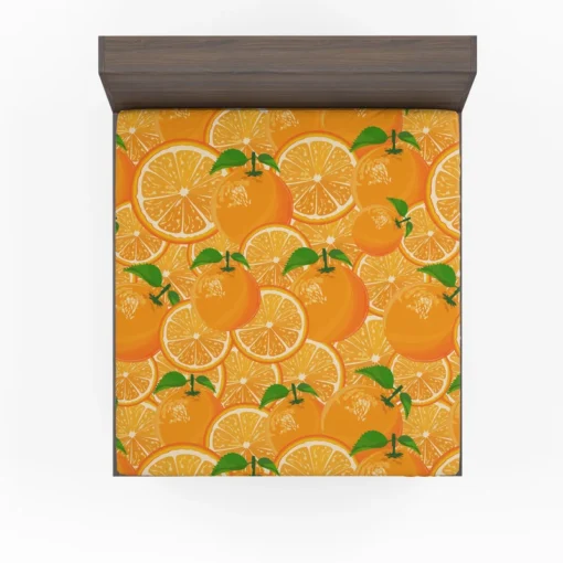 Tangerine Fruit And Sliced Design Fitted Sheet