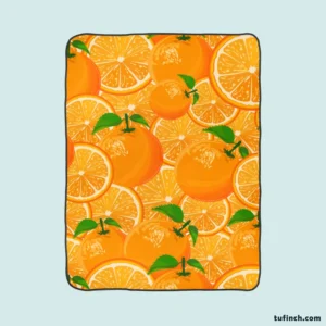 Tangerine Fruit And Sliced Design Fleece Blanket 1