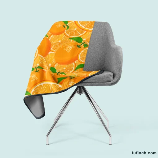 Tangerine Fruit And Sliced Design Fleece Blanket 2