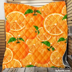 Tangerine Fruit And Sliced Design Quilt Blanket