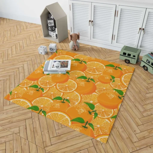 Tangerine Fruit And Sliced Design Rug 1