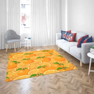 Tangerine Fruit And Sliced Design Rug 2