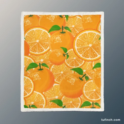 Tangerine Fruit And Sliced Design Sherpa Fleece Blanket 1