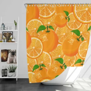 Tangerine Fruit And Sliced Design Shower Curtain