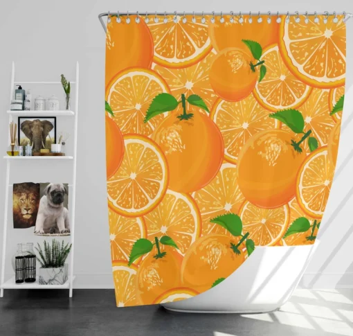 Tangerine Fruit And Sliced Design Shower Curtain