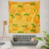 Tangerine Fruit And Sliced Design Wall Tapestry