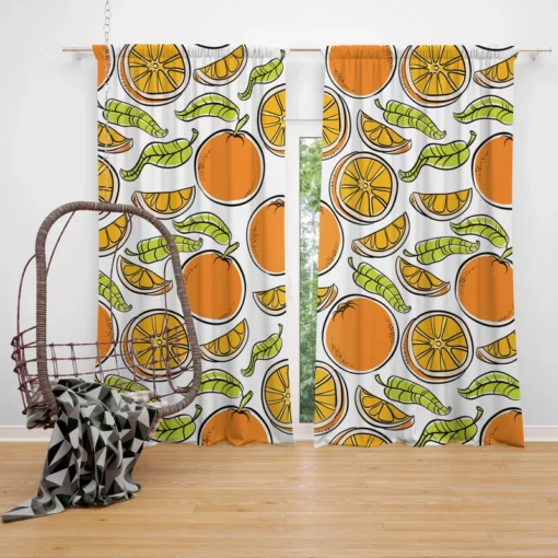 Tangerine Fruit Design Curtain