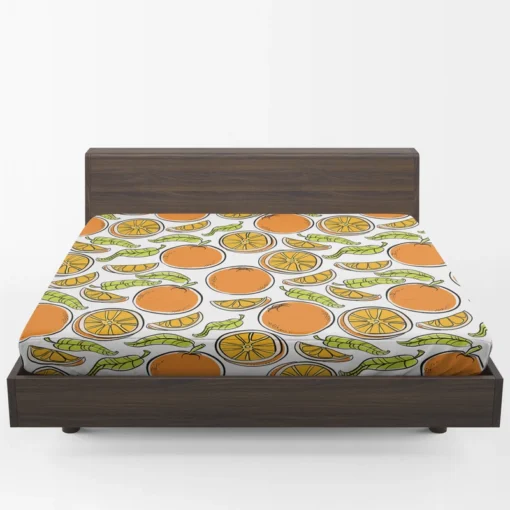 Tangerine Fruit Design Fitted Sheet 1