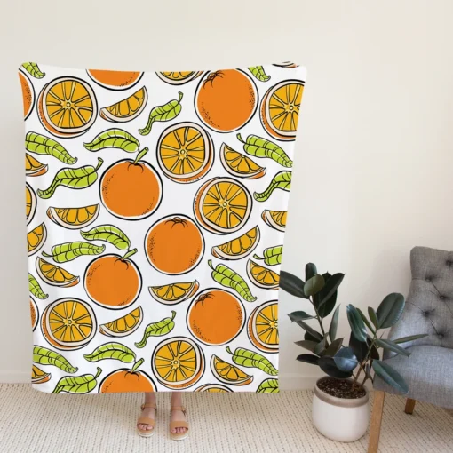 Tangerine Fruit Design Fleece Blanket