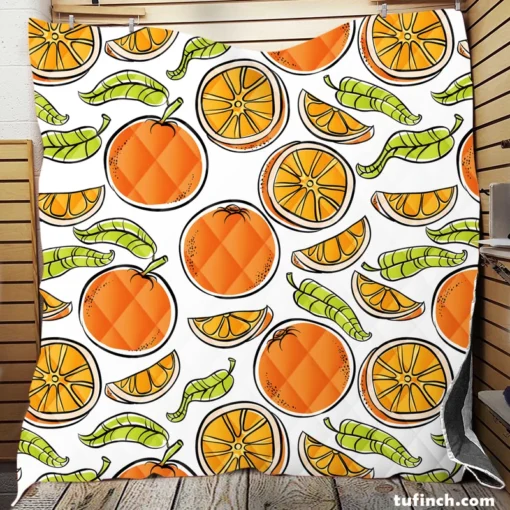 Tangerine Fruit Design Quilt Blanket