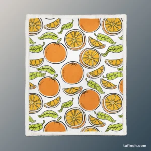 Tangerine Fruit Design Sherpa Fleece Blanket 1