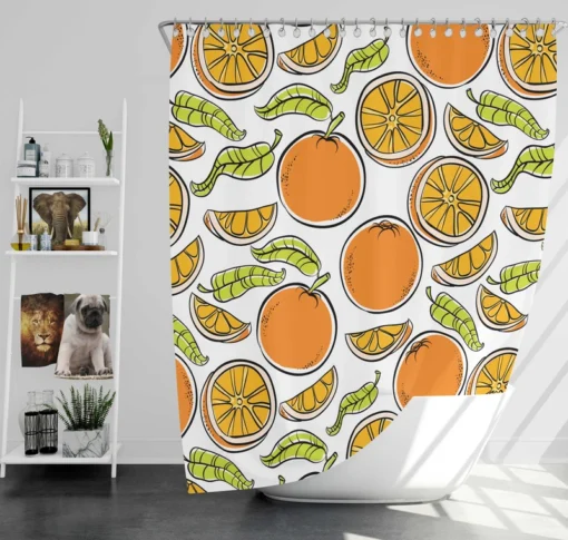 Tangerine Fruit Design Shower Curtain