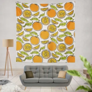 Tangerine Fruit Design Wall Tapestry