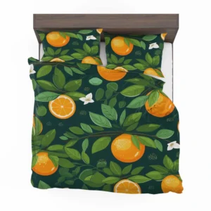 Tangerine Fruit Leaves Pattern Bedding Set 2