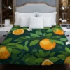 Tangerine Fruit Leaves Pattern Duvet Cover