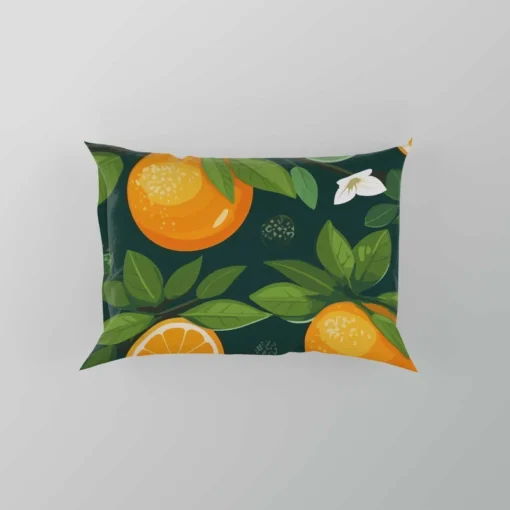 Tangerine Fruit Leaves Pattern Pillow Case