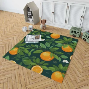 Tangerine Fruit Leaves Pattern Rug 1